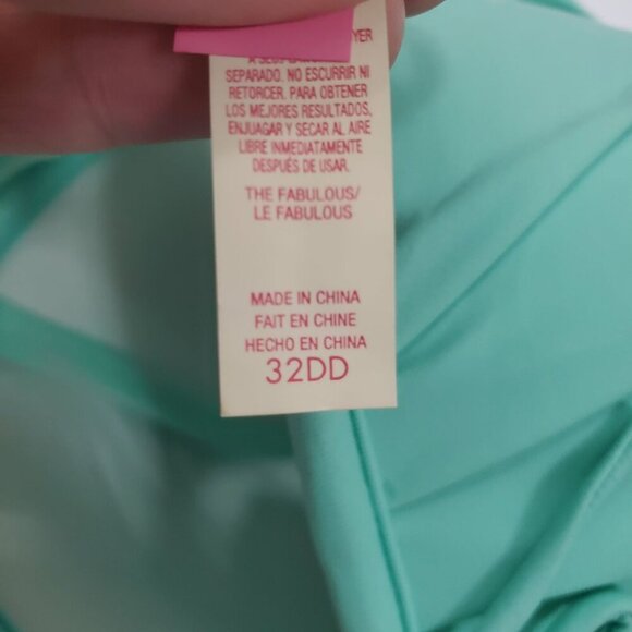 Victoria's Secret Aqua Tie Back Ruffle Padded Underwire Halter Bikini Top 32DD - Picture 4 of 8
